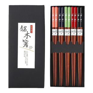 家庭分筷红檀木樱花日式尖头筷子高档实木防霉家用餐具商用礼盒装