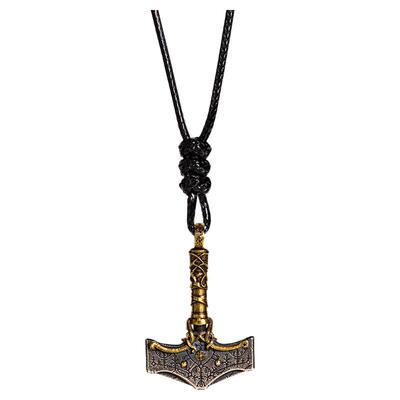 雷神之锤雕花男925银镶铜项链