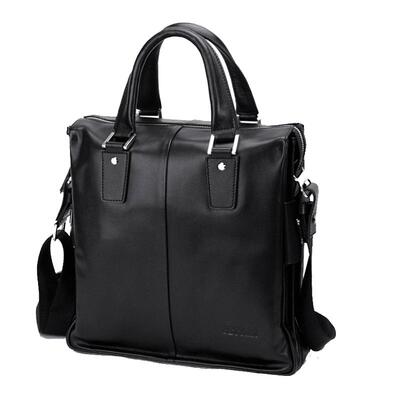 男士真皮商务手提包头层牛皮公文包竖款大容量单肩斜挎14寸电脑包