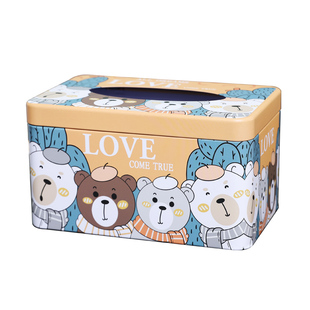 创意可爱桌面纸巾盒盒客厅茶几马口铁抽纸盒家用餐巾纸盒子纸抽盒