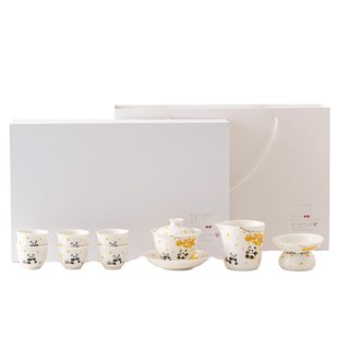 众人品陶瓷功夫茶具套装新款盖碗三件套茶杯茶具高档轻奢茶碗带盖