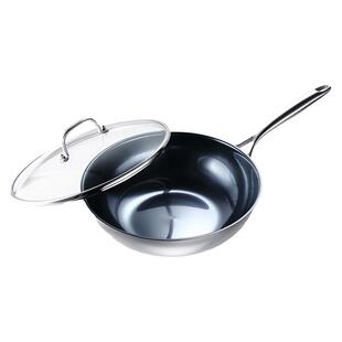 德世朗钛享科技无涂层炒锅户外纯钛不粘锅家用一体燃气电磁炉通用