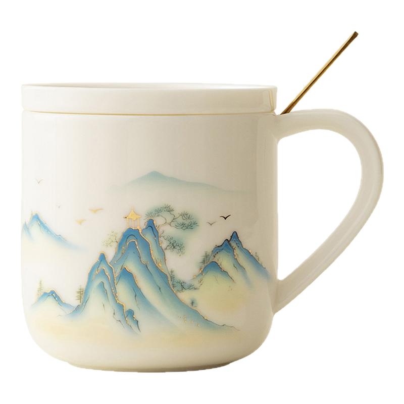 陶瓷办公杯泡茶杯带盖会议水杯