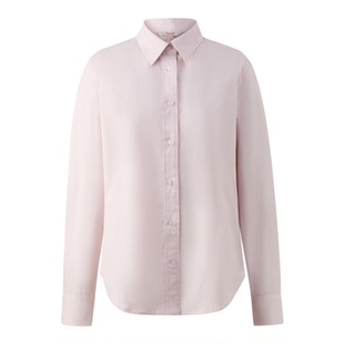 Eland衣恋衬衫女纯色棉质弧形下摆翻领上衣2026春季新款