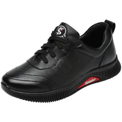 真皮黑色皮鞋舒适防滑老人大码