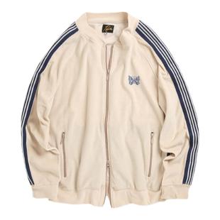 Needles track米色天鹅丝绒蝴蝶夹克日系潮流青春休闲运动外套男