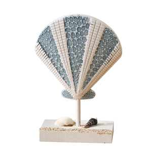 地中海风格创意海马鱼贝壳海星木质摆件家居手工治愈系桌面装饰品