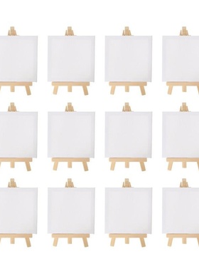 12pcs Artists 5 inch Mini Easel +3 inchx3 inch Mini Canvas