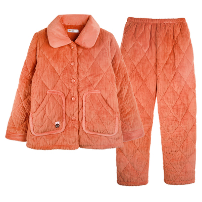 加厚加绒夹棉家居服套装好波