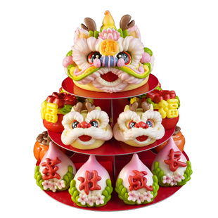 盖盖有口福儿童宝宝周岁生日百岁花样龙蛇年面食馒头摆件抓周礼