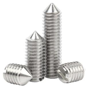 304不锈钢一字紧定螺丝钉锥形尖端机米顶丝无头螺钉M2M3M4M5M6M8