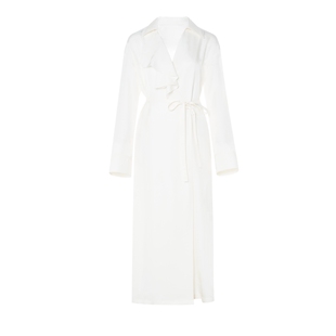 LYNEE 100醋酸凉感垂顺宽松风衣式连衣裙女时尚显瘦长裙静奢风