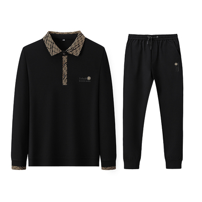 皮尔卡丹高档桑蚕丝男士休闲套装