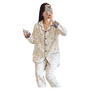ROVO孕妇睡衣月子服春秋款产后产妇女哺乳睡衣空气棉透气100%纯棉