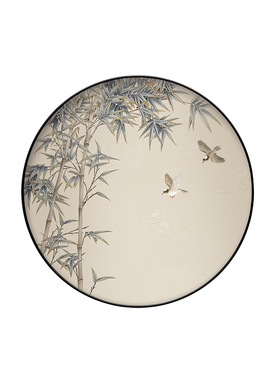 宋代美学圆形装饰画浮雕灯画竹子