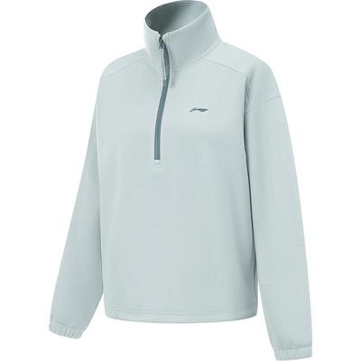 李宁立领女印花套头无帽卫衣