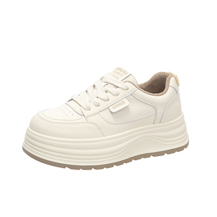 踩屎感二棉鞋女款2025新款冬季百搭厚底加绒真皮小白鞋保暖板鞋女