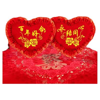 结婚一对情侣心形自己十字绣抱枕