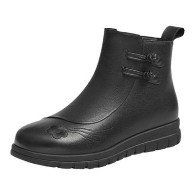 红蜻蜓加绒保暖厚底舒适妈妈棉鞋