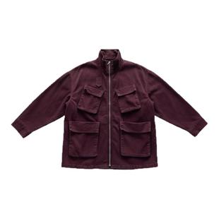 BW 宽松休闲外套女酒红色中长款复古风工装风夹克浓郁红土色穿搭