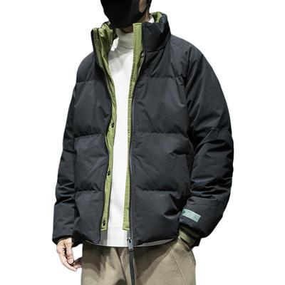 加厚假两件立领羽绒服男保暖外套