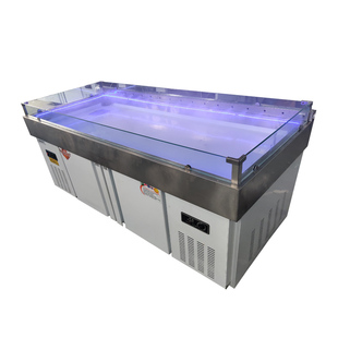 台面不锈钢海鲜冷藏阶梯式摆摊烧烤炸串熟食冰台冷冻自助餐冰鲜台