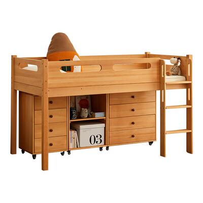 半高床全实木进口榉木送椰棕床垫