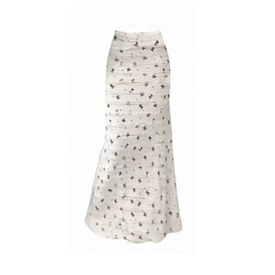 白色碎花鱼尾半身裙女夏天穿搭小个子包臀长款裙子春夏季韩系穿搭