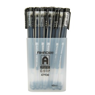 文具批发爱好一体式中性笔47930三角杆矫姿水笔大容量中性笔0.5mm学生正姿考试黑色水笔巨能写商务办公签字笔
