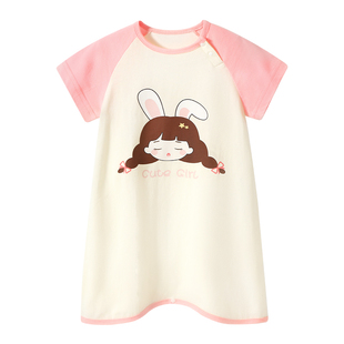 婴儿睡裙夏季薄款宝宝短袖睡衣儿童纯棉家居服男童女童防踢被睡袍