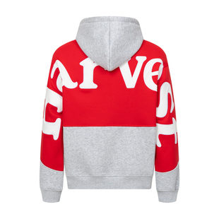 DHSS美式街头拼色重磅字母贴皮刺绣加绒连帽卫衣男女宽松休闲帽衫