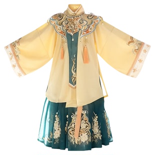 女童汉服秋季超仙明制套装儿童中国风唐朝马面裙簪花古装改良新款