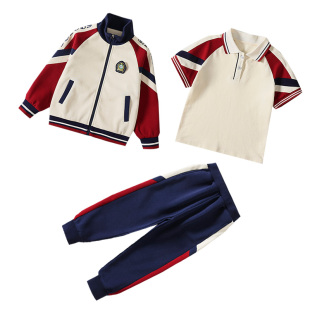 小学生校服春秋款三件套春季班服幼儿园园服短袖纯棉毕业运动服