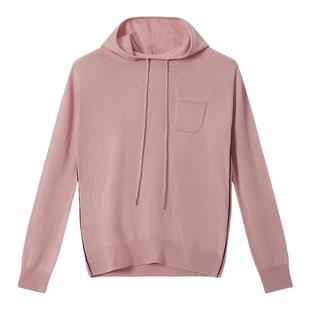 23区日系春季通勤直筒版山羊绒连帽套头针织毛衣羊绒衫商场同款