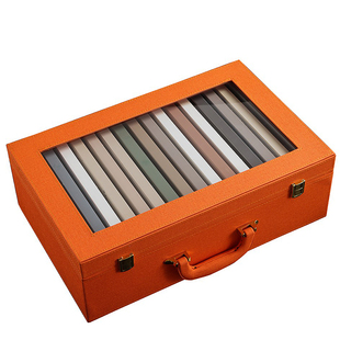 手提色卡箱子木门板材橱衣柜样品展示盒高端PET家具样本册托盘架