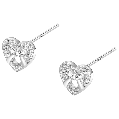 满钻爱心蝴蝶结耳钉女养耳洞耳环
