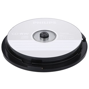 飞利浦 12XCD-RW 可反复使用 CD空白刻录盘 可擦写CD光盘10片盒装