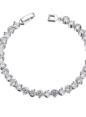 仙女蓝色紫色水晶手链串腕超闪