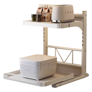 日本电饭煲置物架厨房台面多功能抽拉式收纳神器电饭锅微波炉架子