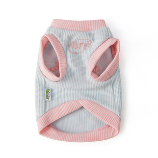 BFF魔法小狗马卡龙撞色华夫格背心家居服秋季马尔济斯比熊