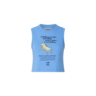 【特享倒计时】M05CH1N0 JEANS  女士泽西风海报图案印花无袖T恤