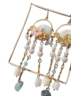 Nvnvthui 荔枝冻白玉髓铃兰花项圈 水灵水灵 绿玉髓贝母花朵 耳环