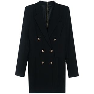 倪妮同款黑色收腰气质西装连衣裙女OL风通勤高级感小香风名媛裙子