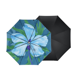 蕉下大花双层防晒伞BM398晴雨两用遮阳伞女黑胶防紫外三折太阳伞