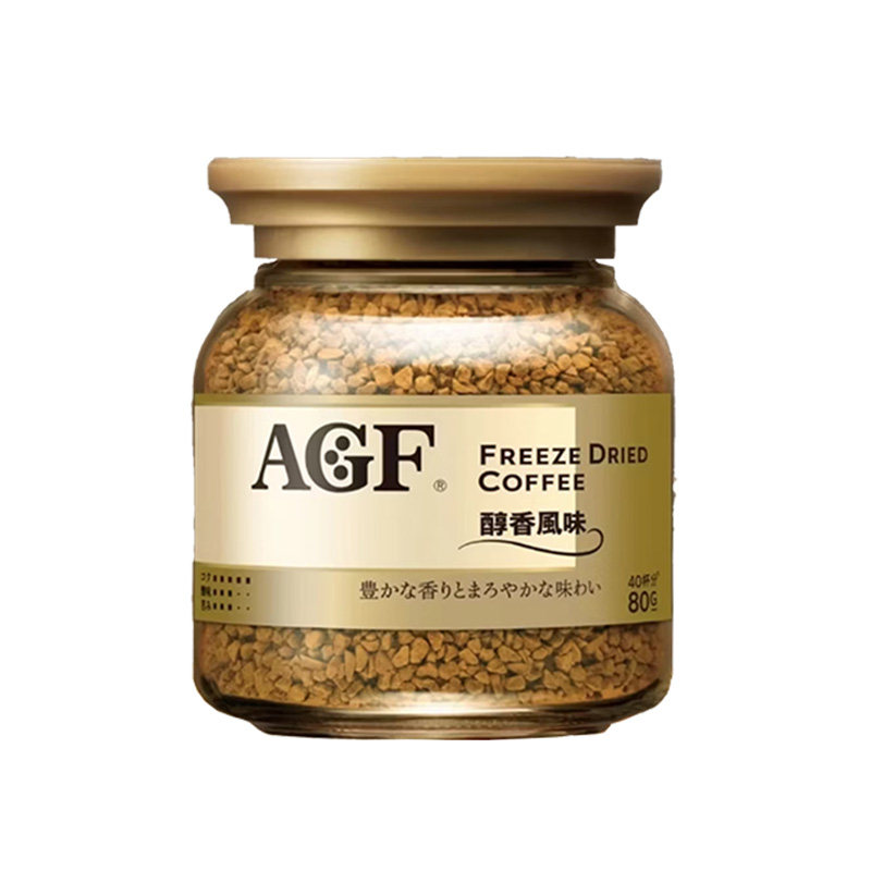 日本AGF咖啡进口金罐醇香风味冻干速溶黑咖啡80g/瓶 无蔗糖美式