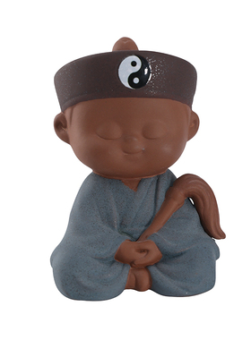 国风可爱小道士摆件紫砂小道长法师手办禅意家居博古架桌面装饰品