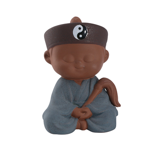 国风可爱小道士摆件紫砂小道长法师手办禅意家居博古架桌面装饰品