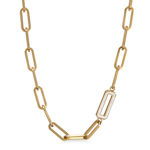 neverfar吴谨言同款环扣白贝母项链粗链小众高级感女士叠戴欧美