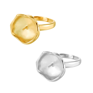 珍珠DIY配件 时尚巴洛克戒指空托女开口可调节针式戒托配件8-10mm