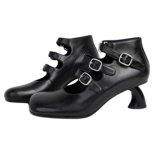 MantenerGran黑色机械风时装单鞋软面舒适真皮女鞋玛丽珍鞋MG女鞋